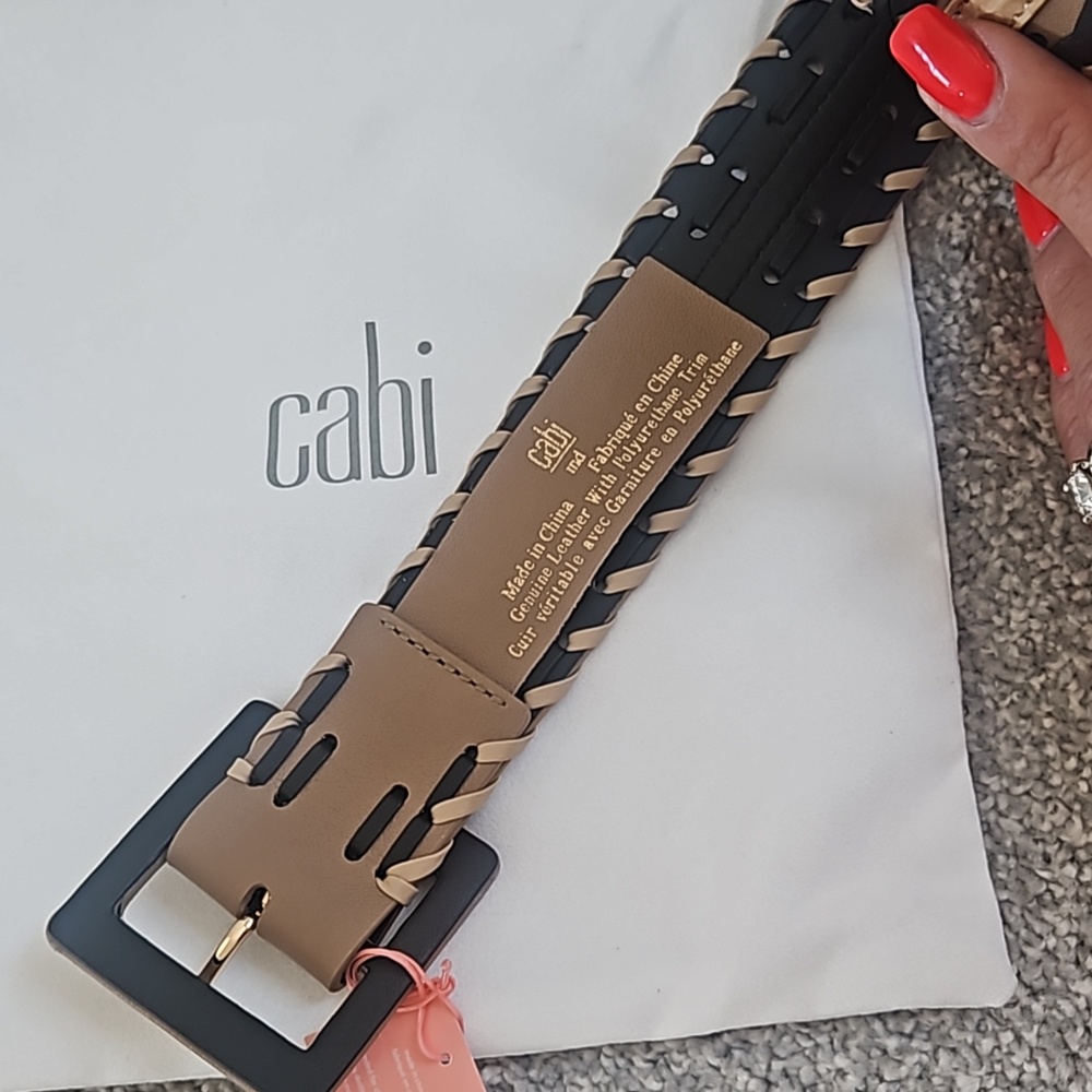 CAbi Braided Leather Belt in Black and Tan - Picture 2 of 4